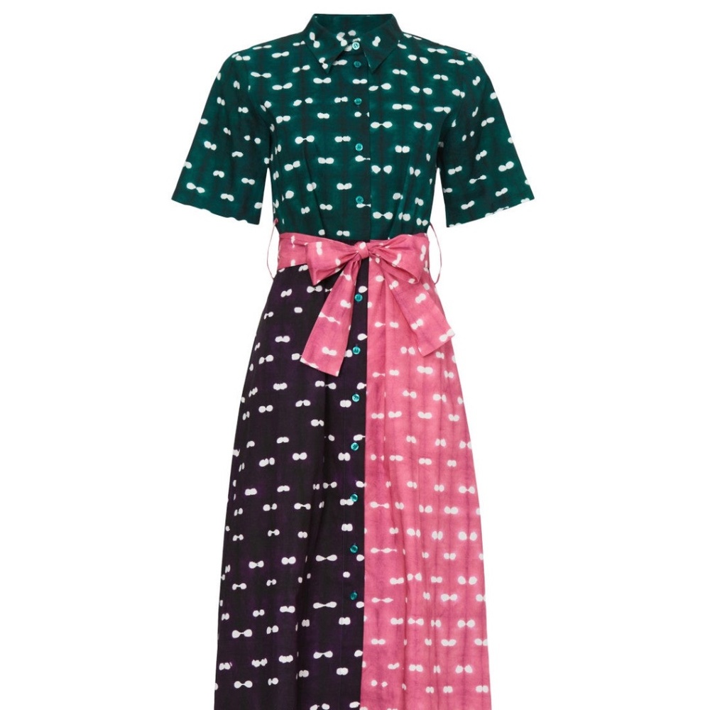 Busayo Polka Dot Shirt Midi Dress, 16